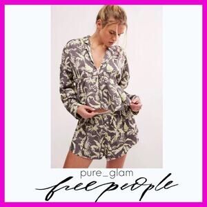 Free People matching set top and shorts pajama set in satin